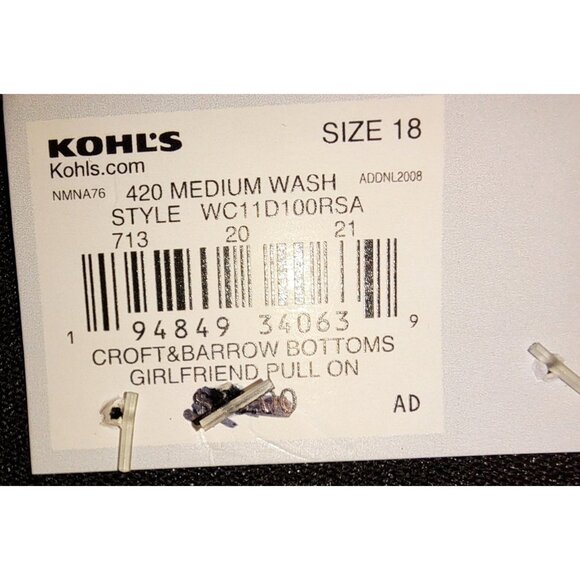 Croft & Barrow Denim Blue Jeans Women's 18 Girlfriend Pull On Stretch NWT - Picture 9 of 11